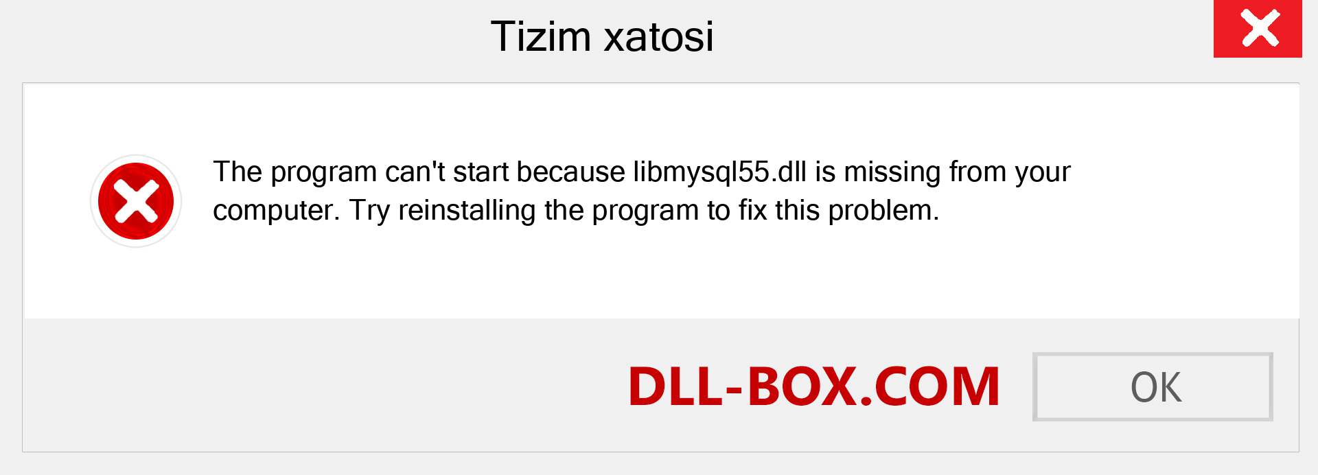 libmysql55.dll fayli yo'qolganmi?. Windows 7, 8, 10 uchun yuklab olish - Windowsda libmysql55 dll etishmayotgan xatoni tuzating, rasmlar, rasmlar